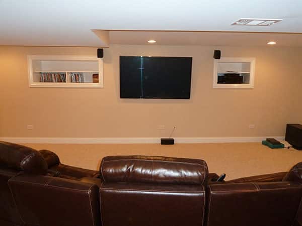 Basement Finish with Mounted TV in Schaumburg