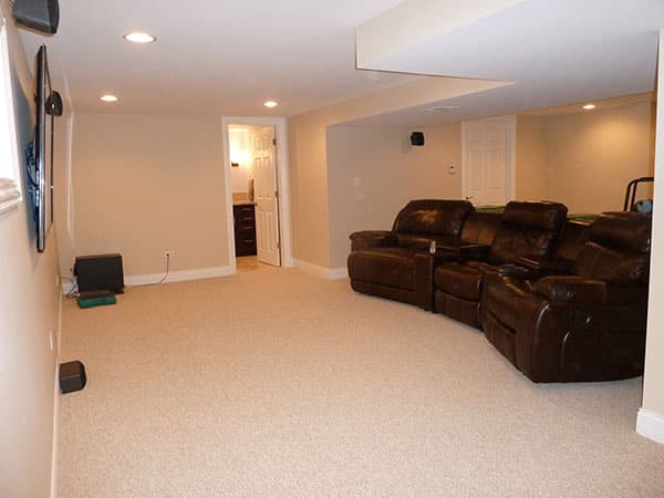 Living Room Area in Basement Remodel Schaumburg