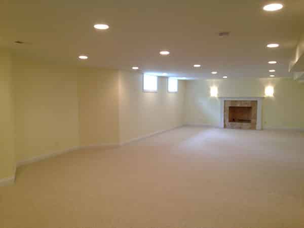 Fireplace in Living Area of Basement Remodel Schaumburg