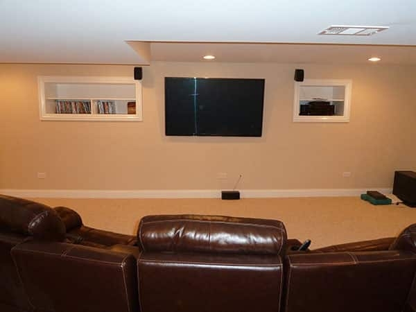 Basement Finish with Mounted TV in Schaumburg