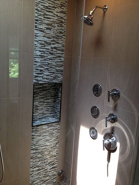 Custom Tile Shower with Insert Shelf in Schaumburg