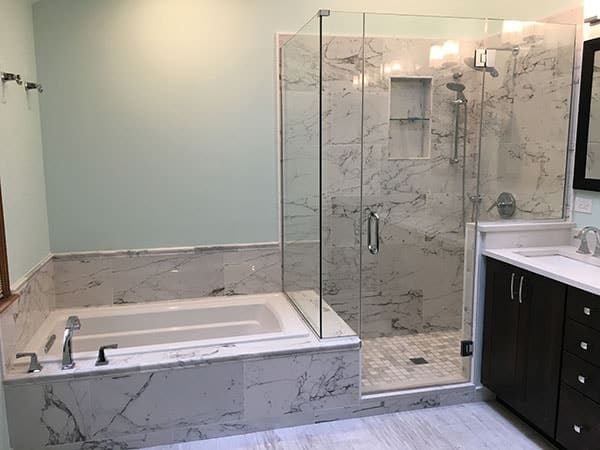 Marble Tile Shower and Tub Schaumburg