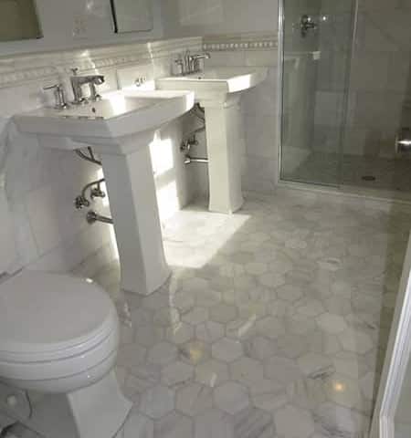 Tiled Bath Floor and Sinks Schaumburg