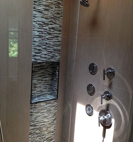 Custom Tile Shower with Insert Shelf in Schaumburg