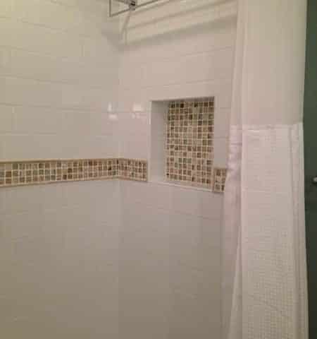 New Bathtub Surround TIling with Shelf Schaumburg