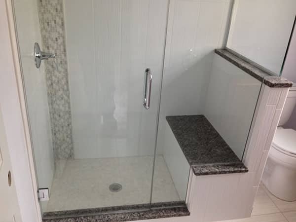 White Tiled Shower with Seat Schaumburg