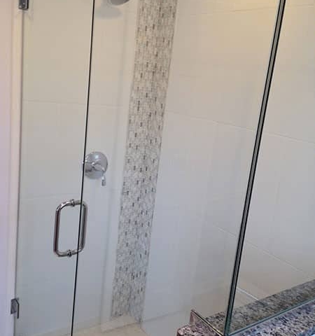 Shower with Glass Door and Custom Tile Schaumburg