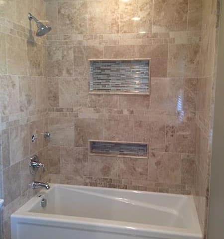 Schaumburg Tiled Bathtub with Shelving