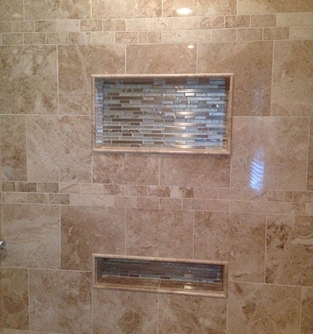Tiled Shelves in Bathtub Schaumburg