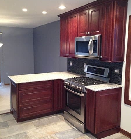 Remodeled Kitchen with Cherry Cabinets Schaumburg