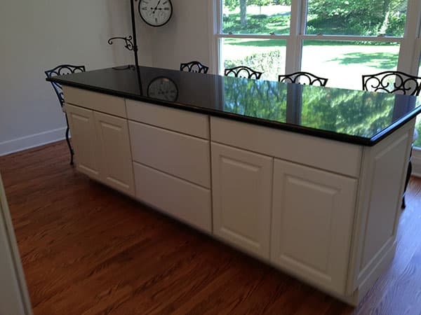 Light Kitchen Island with Dark Tops Schaumburg