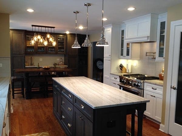 Dark Cabinet Kitchen Island with Renovation Schaumburg